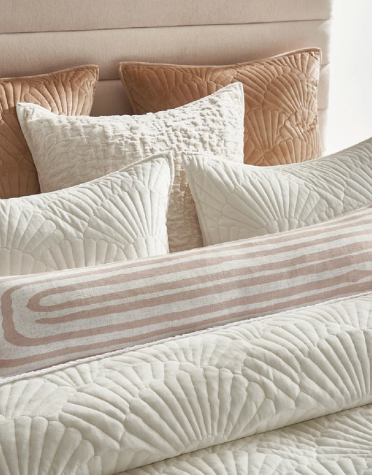 SET DE EDRECOLCHA FAN VELVET IVORY - KING SIZE