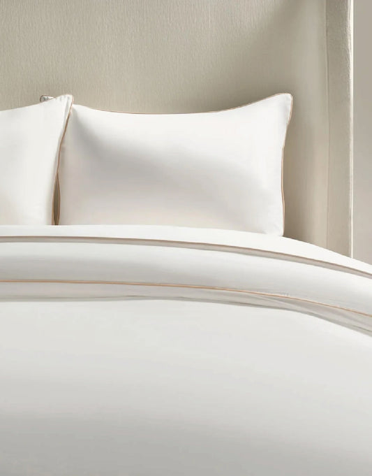 SET DE DUVET SARLA CONTRAST COTTON PERCALE WHITE/IVORY - KING SIZE